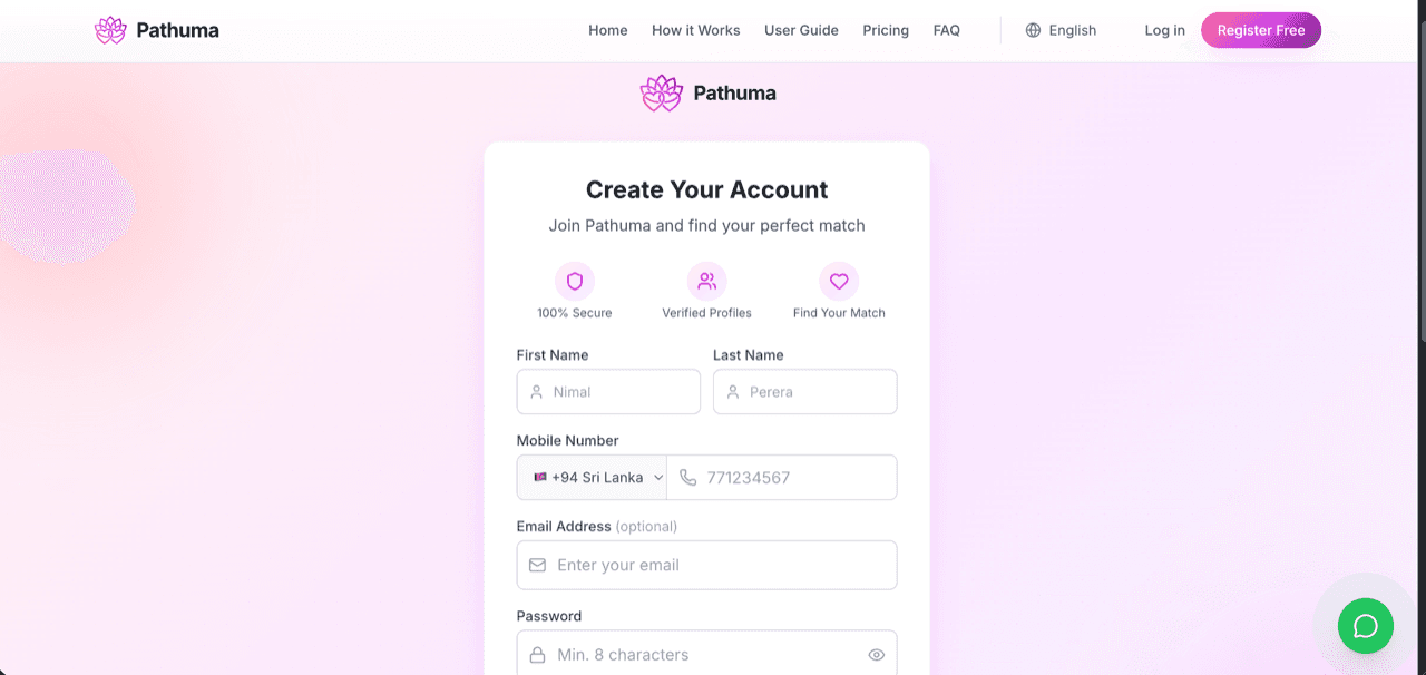 Pathuma registration screen